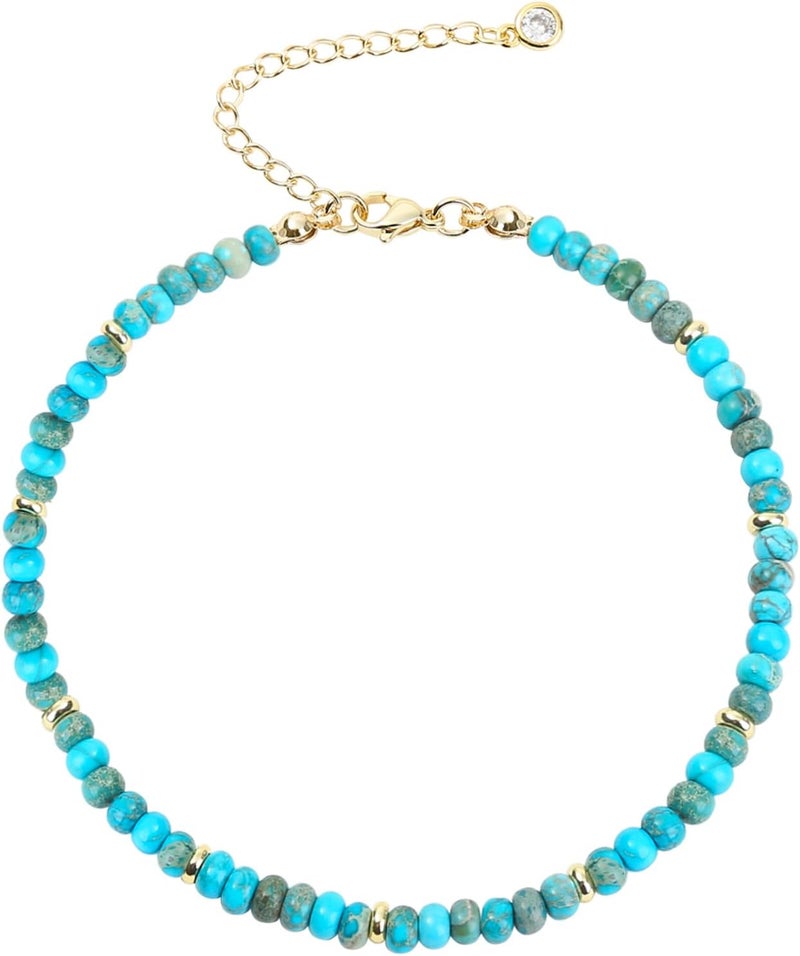 Wremily Natural Stone Beaded Anklets Bracelets for Women Handmade Beaded Anklet Bracelet Waterproof Boho Beads Ankle Bracelet Adjustable Summer Jewelry - Image 1